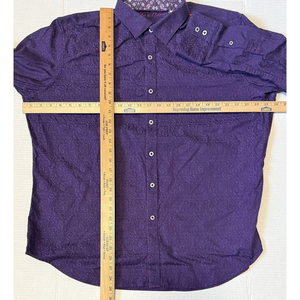 ROBERT GRAHAM - Men's Shirt - Purple Paisley Jacquard Long Sleeve Button - 2XL
